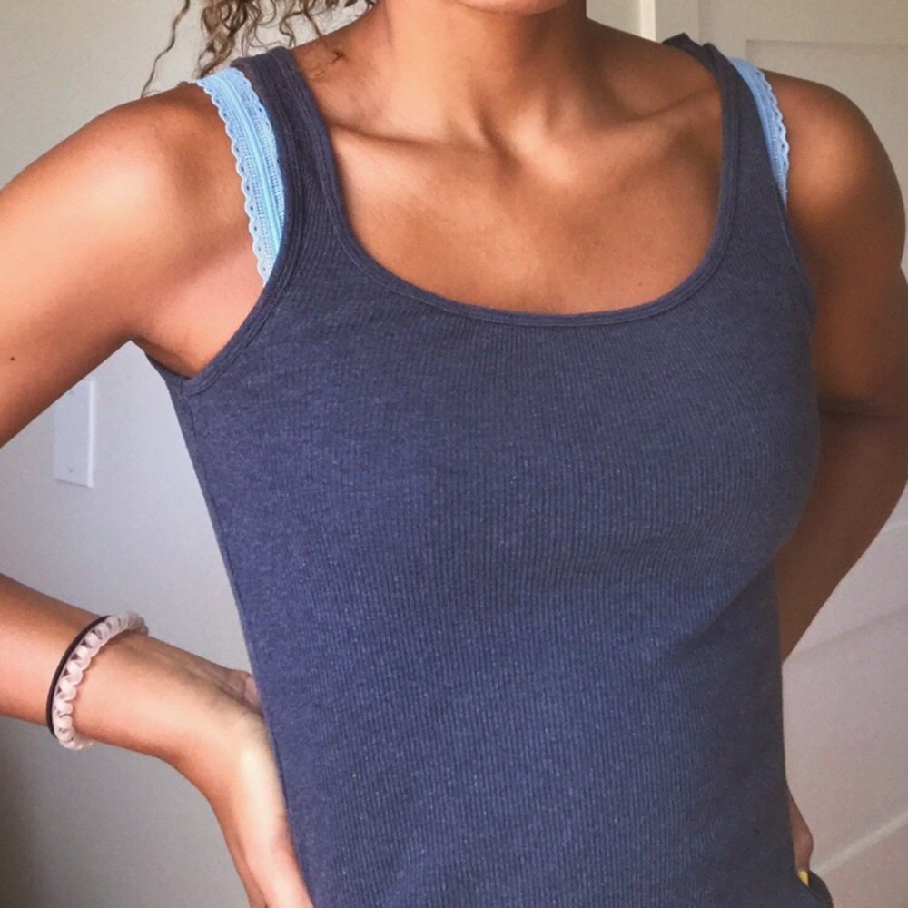 Grey ribbed tank top